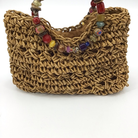 Cappelli Straworld Straw Bejeweled Handles Purse - Picture 7 of 16